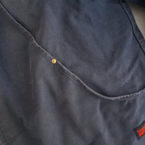 Vtg Tough Duck Navy Detroit Style Canvas Quilt Lined Corduroy Collar Jacket XL - Picture 9 of 13